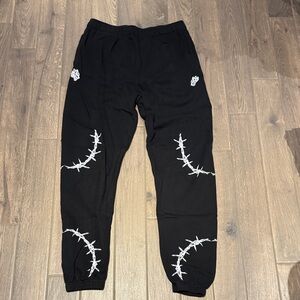 Darc Sport Black Joggers with White Barbed Wire Design